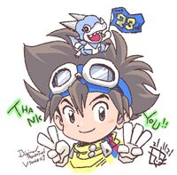 Taichi and V-dramon illustration yabuno tenya.jpg