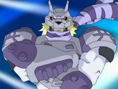 "Roar, DigiSoul of Rage! Flymon Lurking in the Darkness!"
