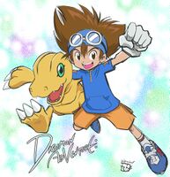 Taichi and Agumon 2020 illustration by Yabuno Tenya.jpg