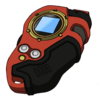 Red body; black grip/bezel