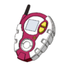 White grips; maroon body; yellow buttons
