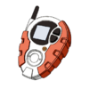 Orange grips; white body; black buttons