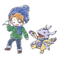 Ishida yamato gabumon graffart playingsnow.jpg
