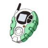 Mint green grips; white body; black buttons
