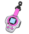 Pink ring/buttons; silver body; pink strap