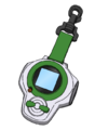 Green ring/buttons; silver body; green strap