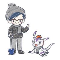 Kido jo gomamon graffart playingsnow.jpg