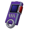Purple highlight/buttons; purple body; dark purple screen; gray ring