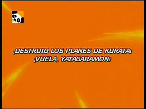 Destruam os Planos do Kurata! Voa, Yatagaramon! ("Destroy Kurata's Plans! Fly, Yatagaramon!")